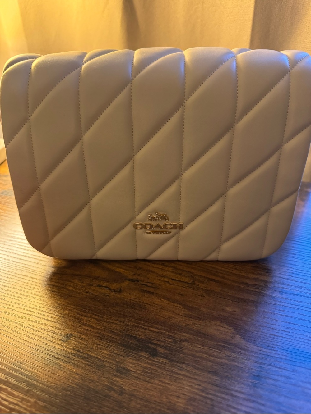Coach Quilted Cream Crossbody with Gold Logo